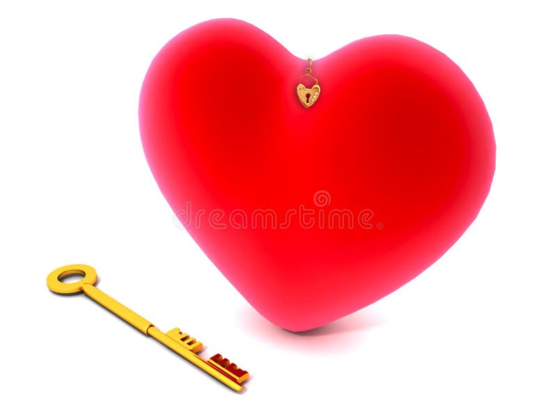 Golden key and love heart