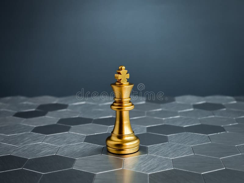 Premium Photo  Golden king chess standing with chess pieces lying