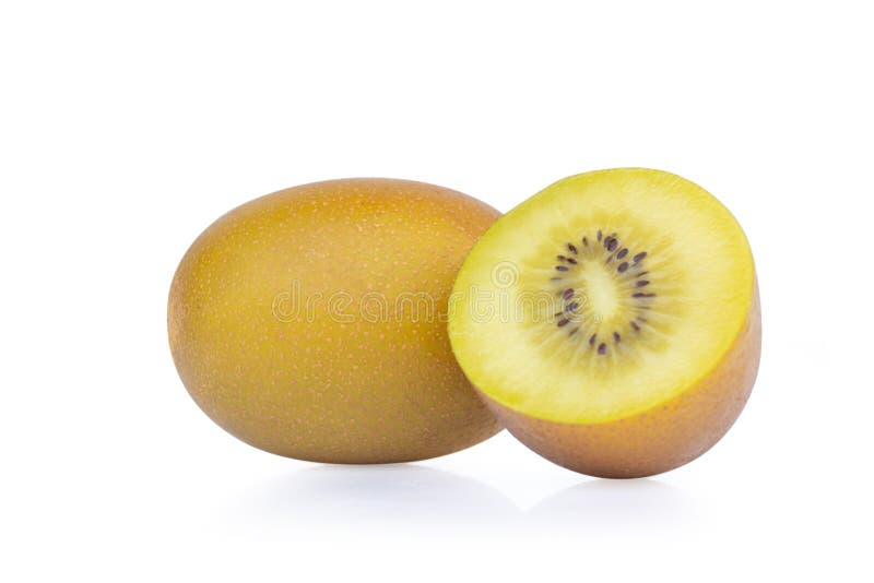 Golden kiwi fruit slice isolated on white background,fruit concept,clipping path