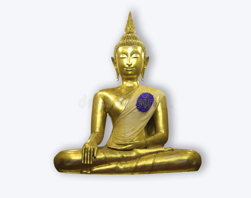 A golden kneeling buddha statue