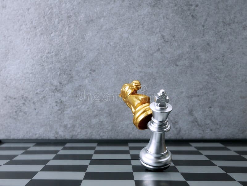 Golden Knight Chess Attack Silver King Chess. Leadership Concepts Stock ...