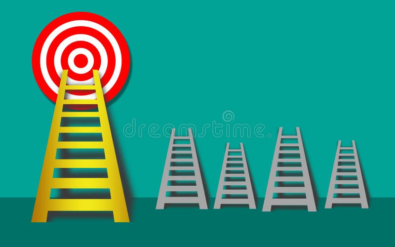 Golden Ladder And Aiming High To Goal Target Stock Illustration