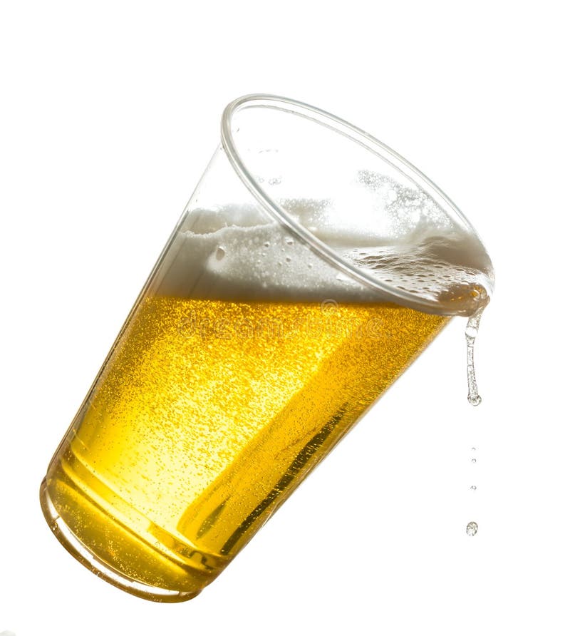 Golden lager or beer in disposable plastic cup stock image Golden lager or beer in disposable plastic cup stock image