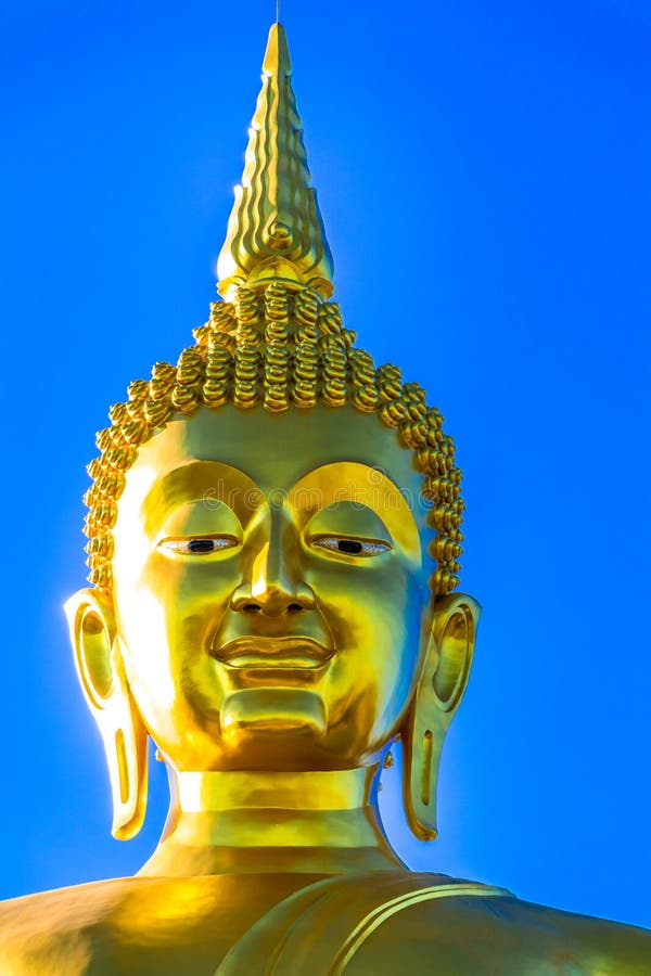 Golden large Buddha statue stock image. Image of buddhism 87387041