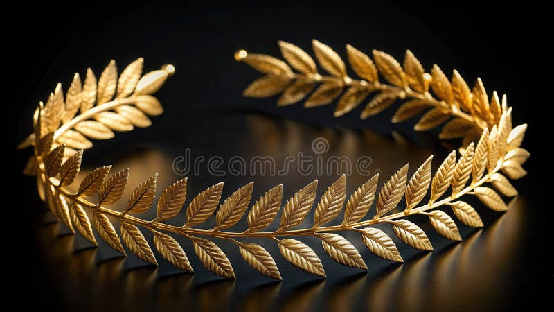 Golden laurel wreath headband, elegant accessory for formal occasions or symbolic representation. Generative AI vector illustration