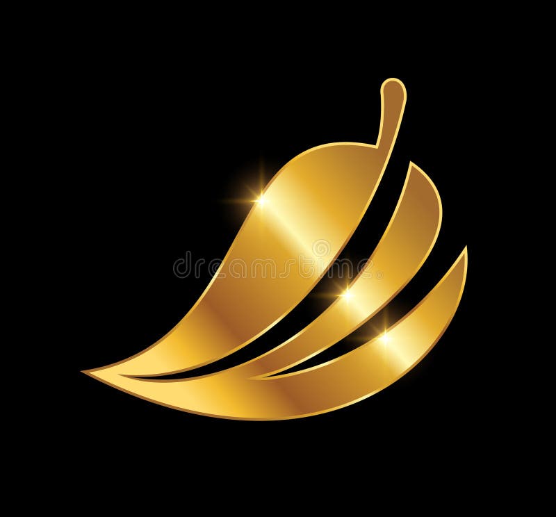 Golden Leaf Logo Vector Icon Stock Vector Illustration of element