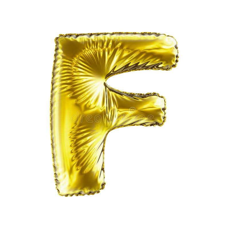 Golden Letter F Made Of Inflatable Balloon Isolated On White Background ...