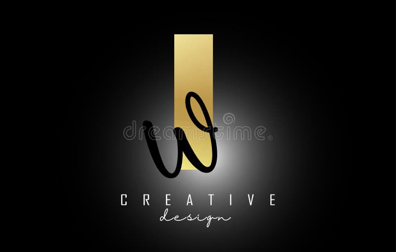 Golden Letters IW Logo with a Minimalist Design. Letters I and W with ...