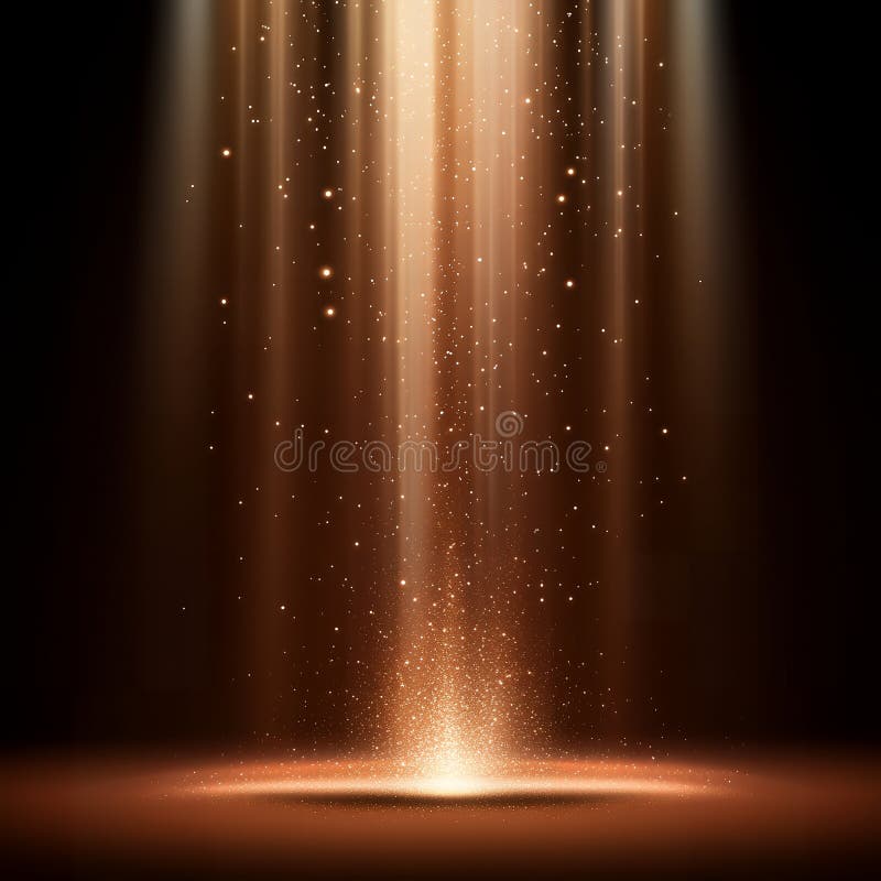 Golden Light Beams and Sparkling Dust Particles Background Abstract Brown Background Image for Design royalty free stock photography