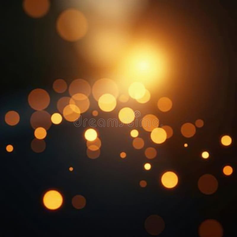 Golden light orbs, soft focus, black backdrop, blurred, image royalty free illustration