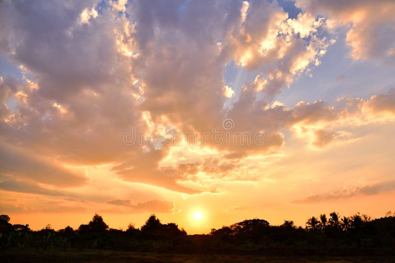 Golden Light on Sky during Sunset. Stock Image Image of color, golden
