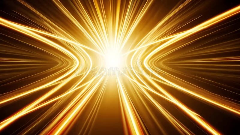 Golden light streaks burst from a central bright point, creating a dynamic, energetic abstract image stock illustration