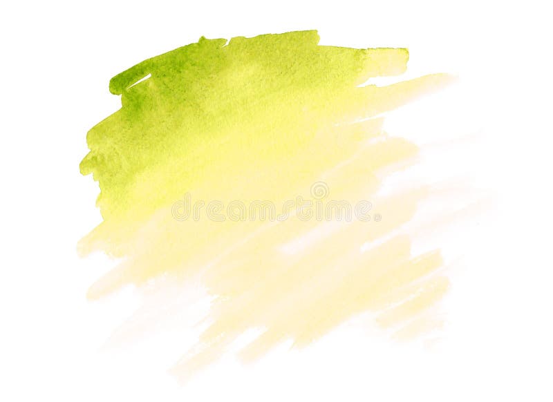 Golden Lime yellow watercolor hand drawn isolated paper texture