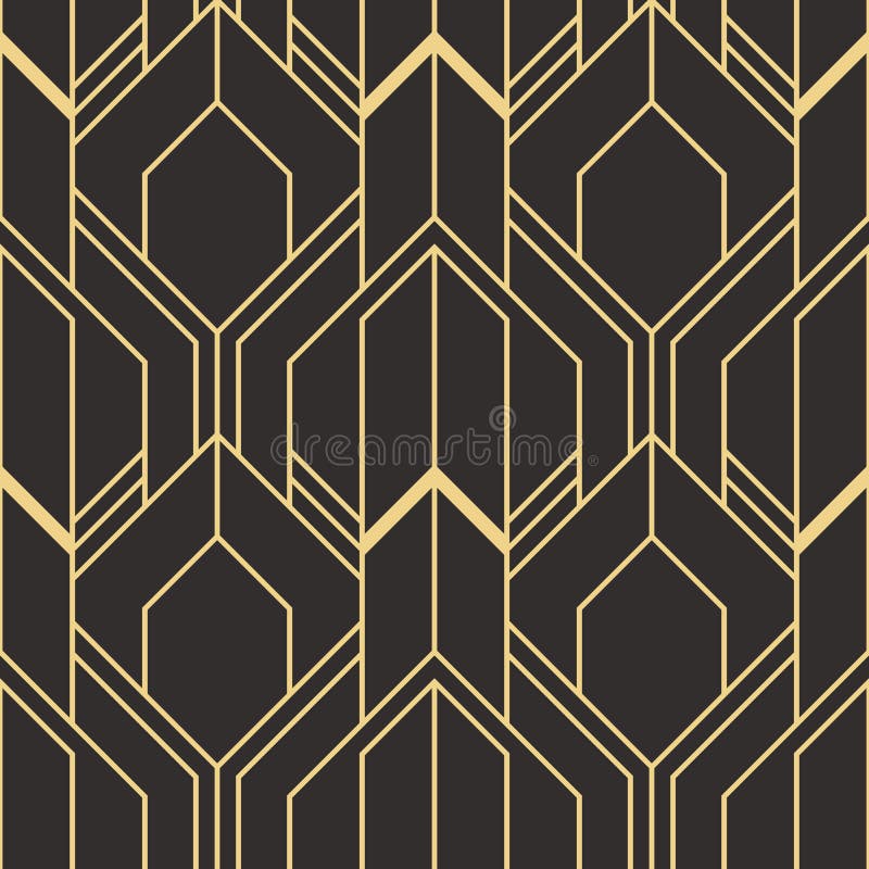 Vector modern geometric tiles pattern. golden lined shape. Abstract art deco seamless luxury background. Vector abstract seamless pattern vectors