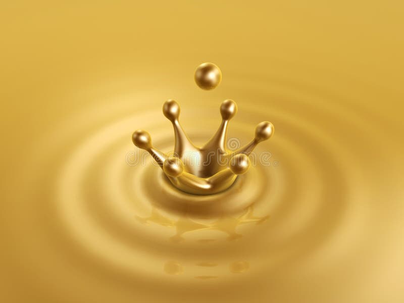 Golden liquid drop crown stock illustration. Illustration of drink