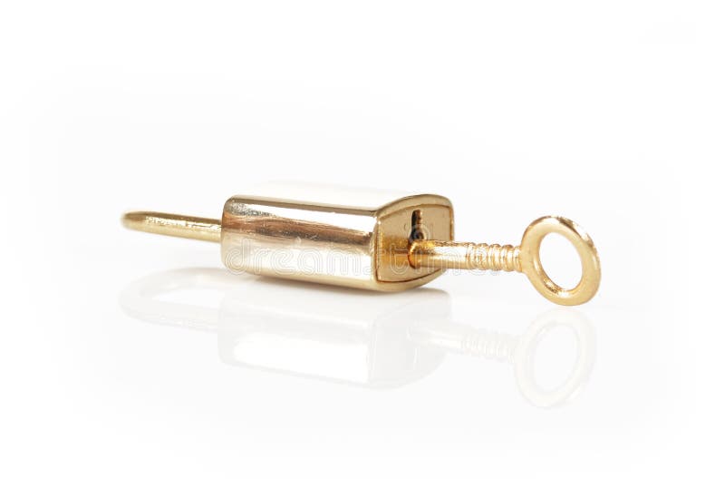 Golden lock and key stock photo. Image of insurance, protect 23694002
