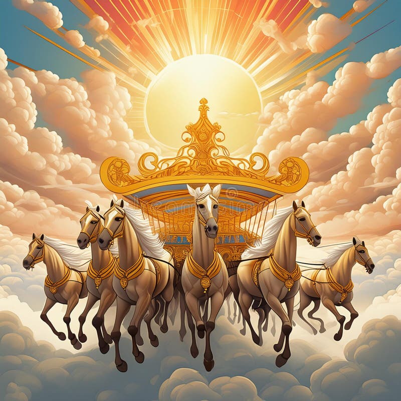 A Golden Lord Sun Chariot Illustration Stock Illustration