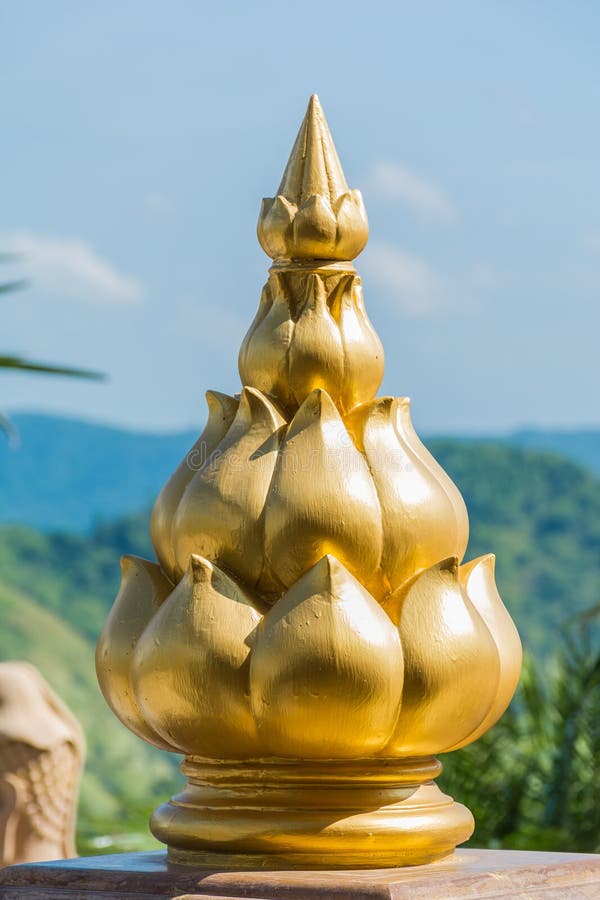 Golden Lotus Statue stock image. Image of bangkok, wall 62124725