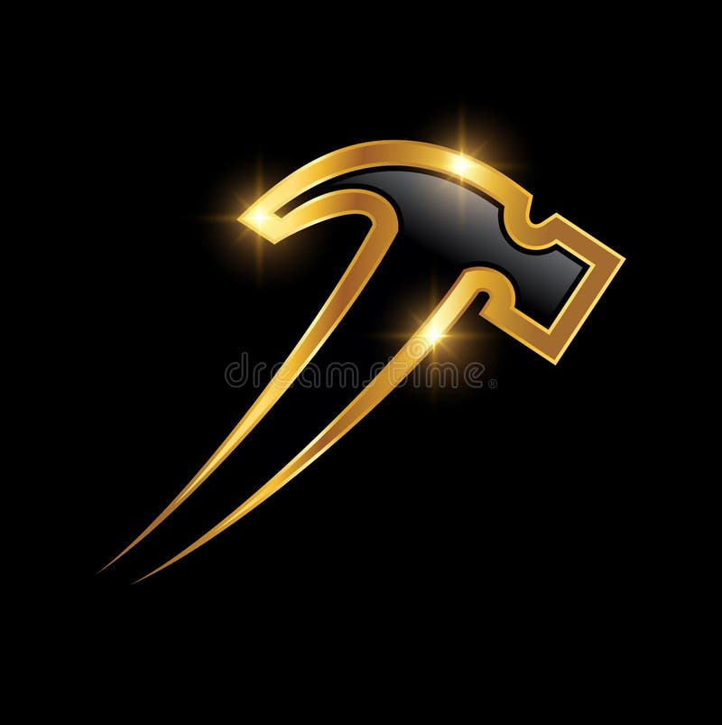 Golden Luxury Hammer Logo Sign Stock Vector Illustration of legal