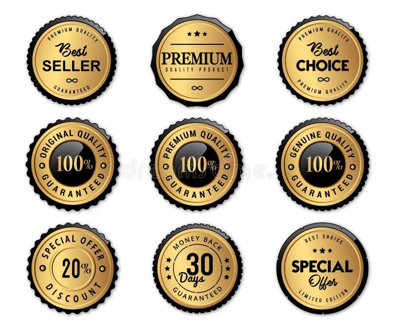 Free Vector  Four round metallic premium badges set