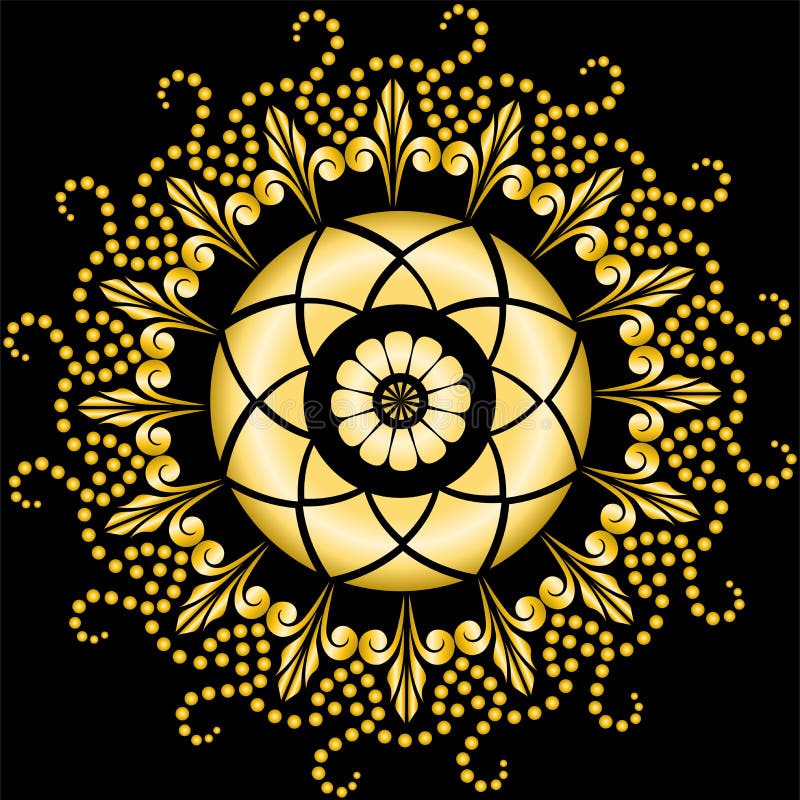 Golden mandala on the black