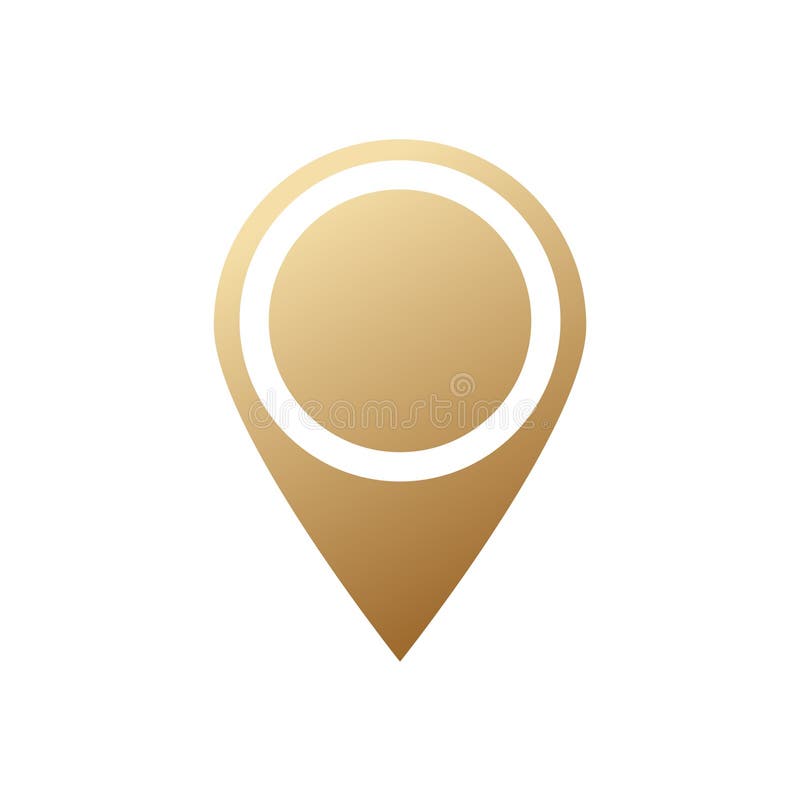 Golden map pin gold pointer vector illustration