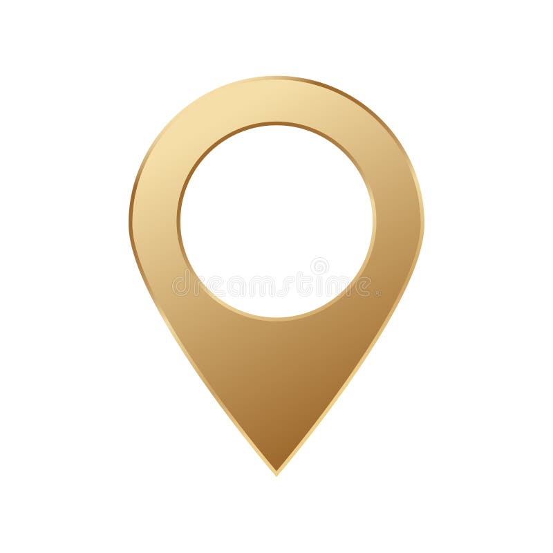 Golden map pin gold pointer vector illustration