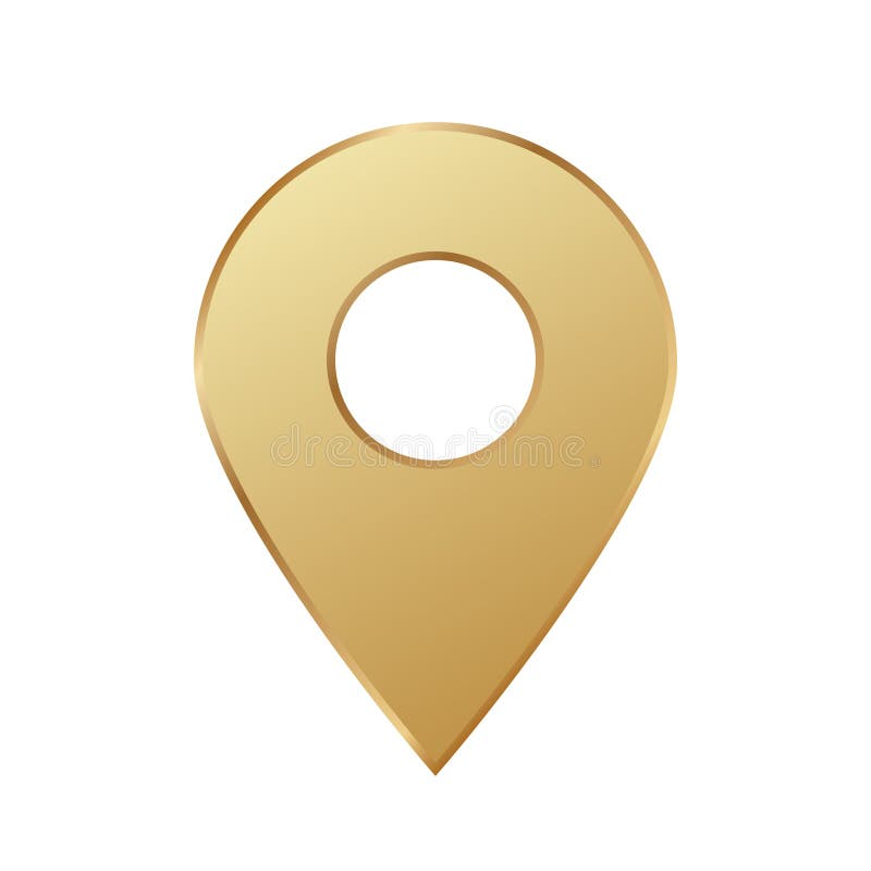 Golden map pin gold pointer stock illustration