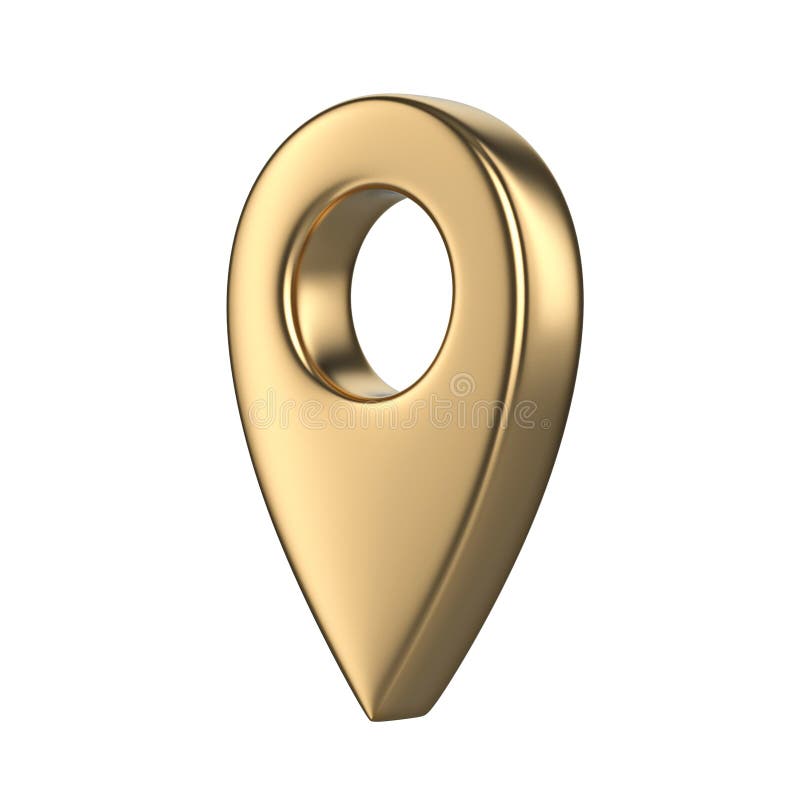 Golden map pointer 3D royalty free illustration