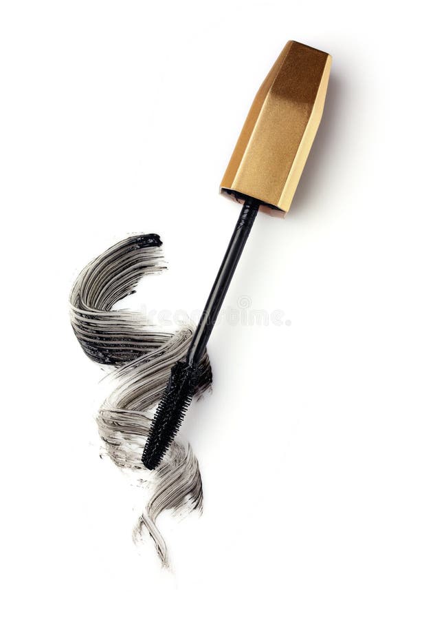 Golden Mascara Brush and Stroke Stock Image Image of female, care