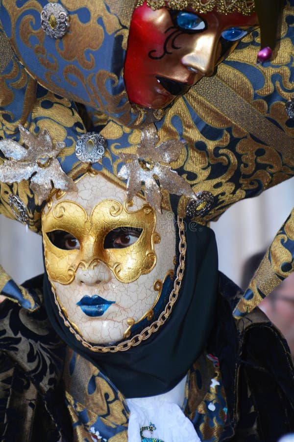 Golden Mask with Decorations, Venice, Italy, Europe, Close Up Stock ...