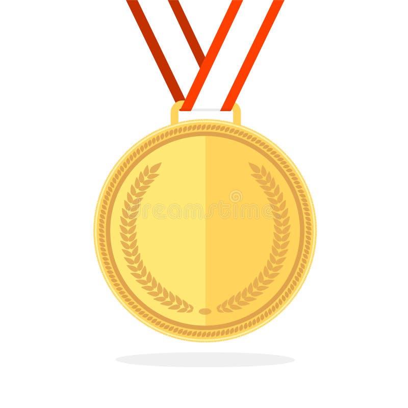 Golden Medal Flat Style. Vector Stock Vector