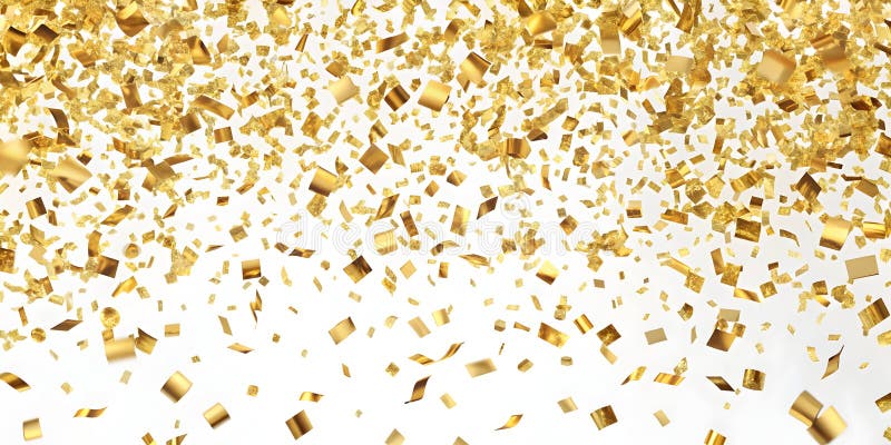 Golden Metallic Confetti som är isolerad på vit botten stock illustrationer