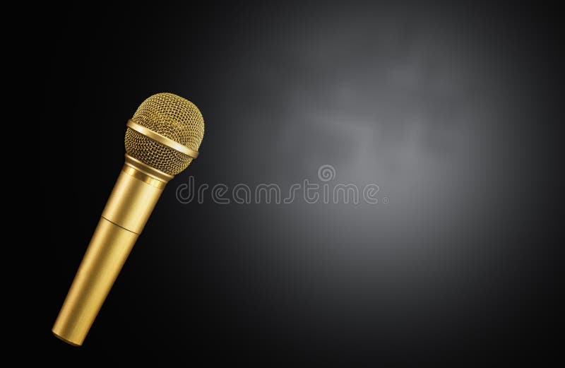 Golden Microphone on Black Background Stock Image Image of communication, media 174277881