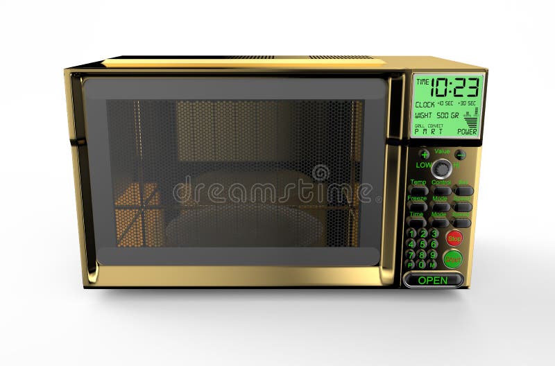 Golden microwave oven stock illustration. Illustration of concept