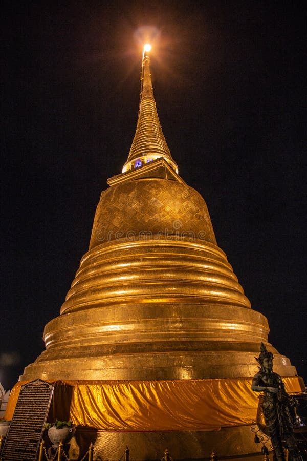 Golden mountain phu khao thong, an ancient pagoda at Wat Saket temple in Bangkok, Thailand