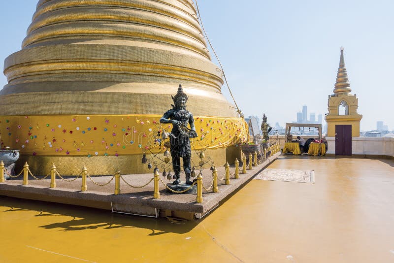 Golden mountain phu khao thong, an ancient pagoda at Wat Saket temple in Bangkok, Thailand