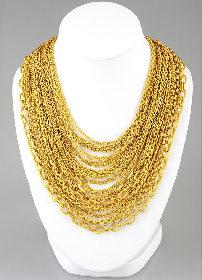 Beautiful gold necklace stock photo. Image of broad, chain 8361004