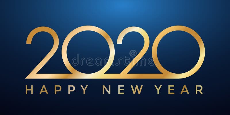 2020 golden New Year on dark blue background, Happy New Year decorative shiny design for award celebration - vector royalty free illustration 2020 golden New Year on dark blue background, Happy New Year decorative shiny design for award celebration - vector royalty free illustration