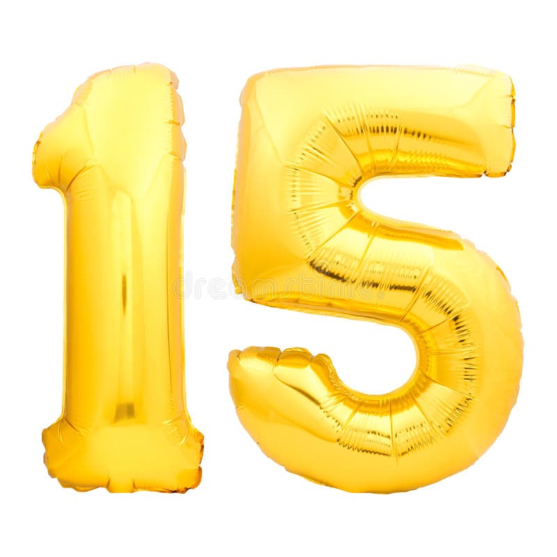 Golden Number 15 Fifteen Made of Inflatable Balloon Stock Photo - Image 97882230