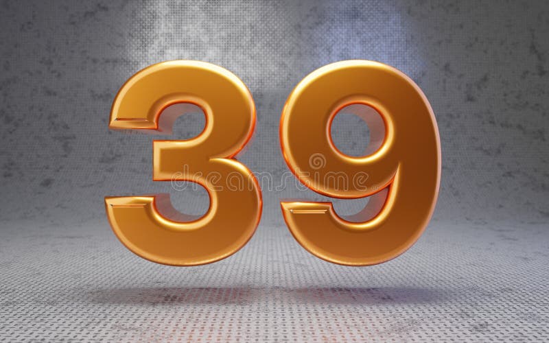 Golden Number 39 on Metal Textured Background Stock Illustration