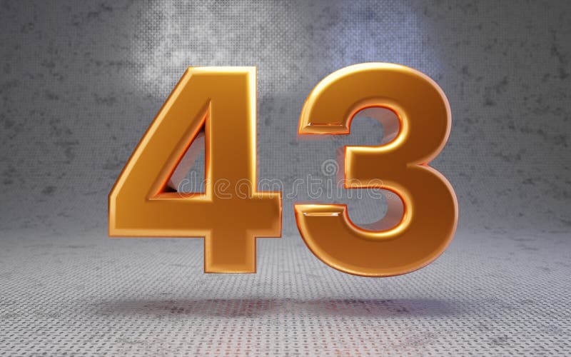 Golden Number 43 on Metal Textured Background Stock Illustration ...