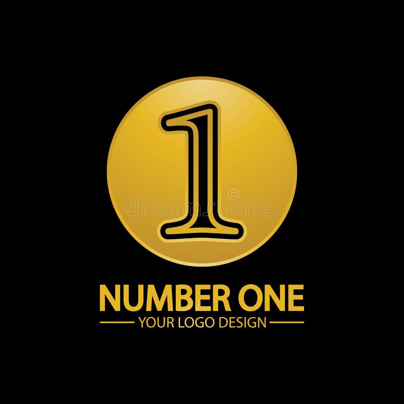 Golden Number One Logo Icon Vector Illustration Design Isolated Black