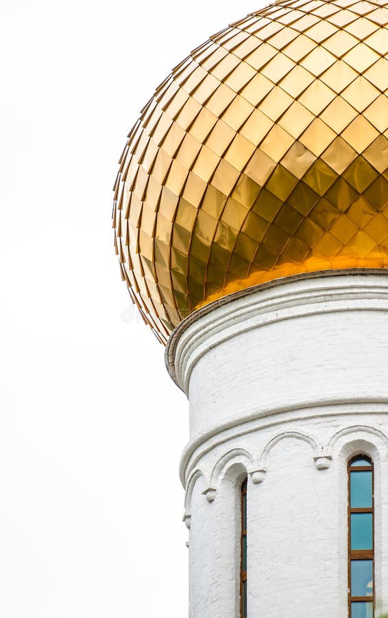 Golden onion dome of old russian church.