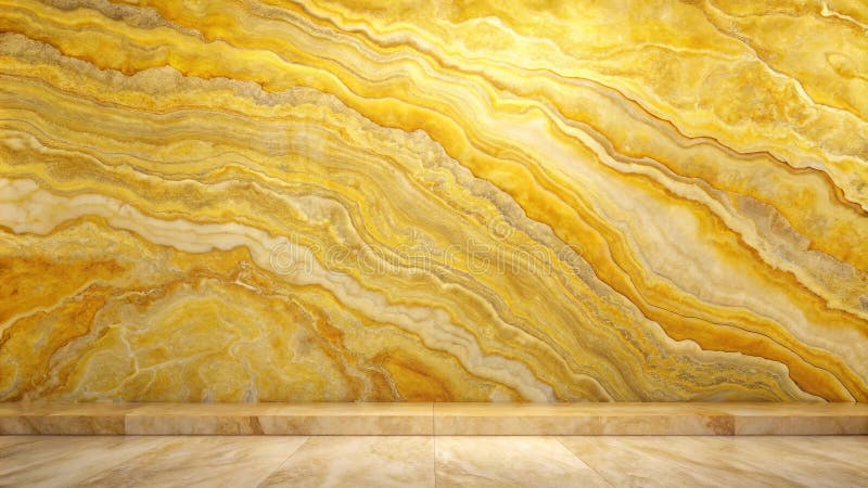 Golden onyx-vägg med tom skylt för produktpresentation. Generativ AI stock illustrationer