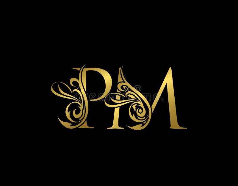 Golden P, M and PM Luxury Letter Logo Icon. Graceful Royal Style Stock  Vector - Illustration of crest, monogram: 195182395