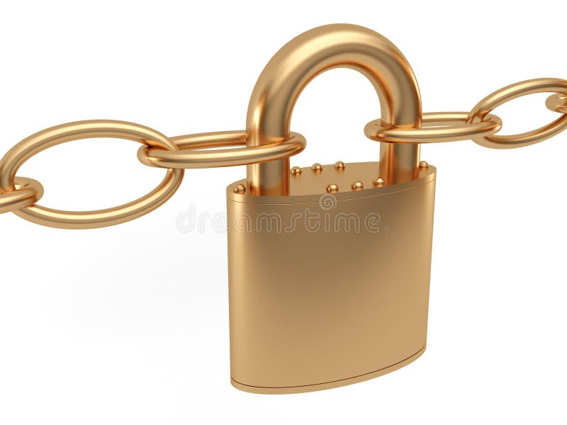 Golden padlock vector illustration