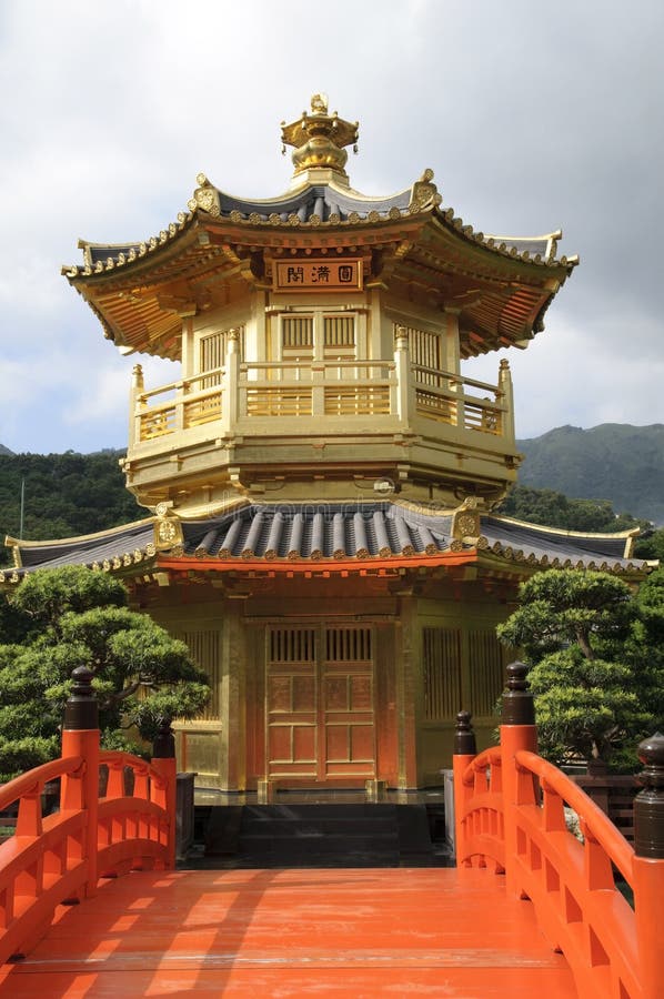 Golden pavilion in chinese garden