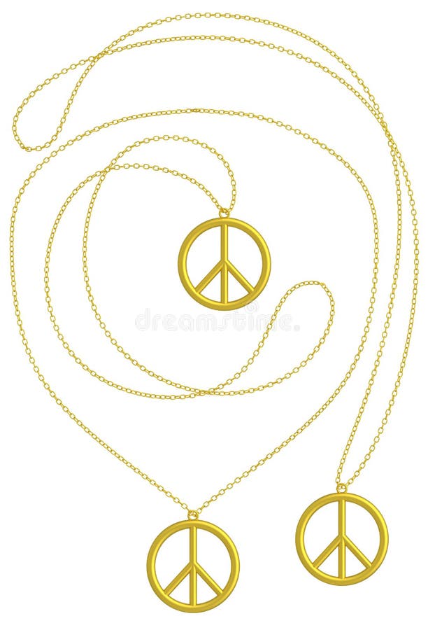 14k Yellow Gold Polished Peace Symbol Charm Link Chain Necklace, 17