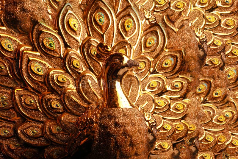 Golden Peacock Statue Isolated on Dark Background. Stock Photo - Image of  hindu, indian: 182358818